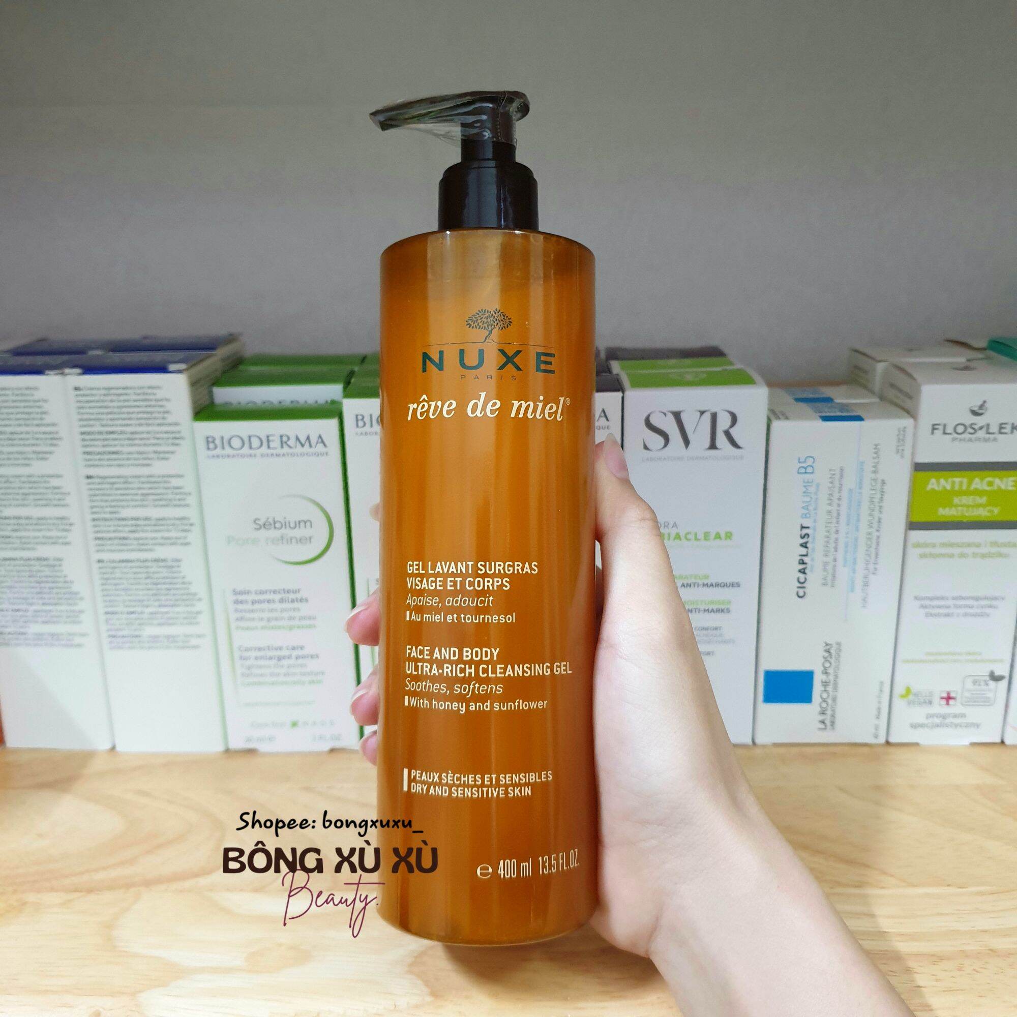 Sữa rửa mặt dạng gel nuxe reve de miel cho da thường, hỗn hợp thiên khô, da khô 400ml