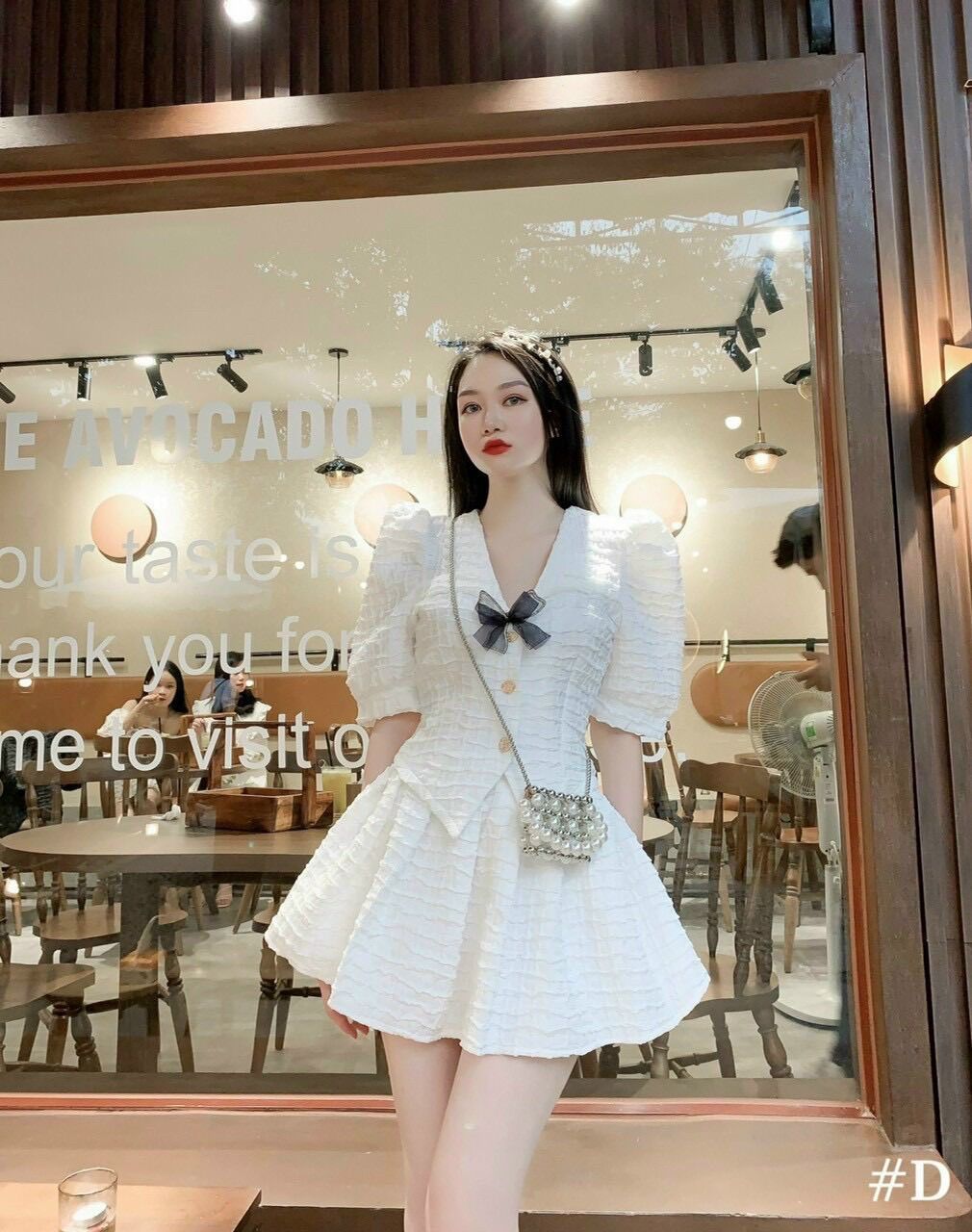 (SHOP TÁO ĐỎ BIGSIZE 50kg đến 90kg) set áo đính nơ chân váy tiểu thư