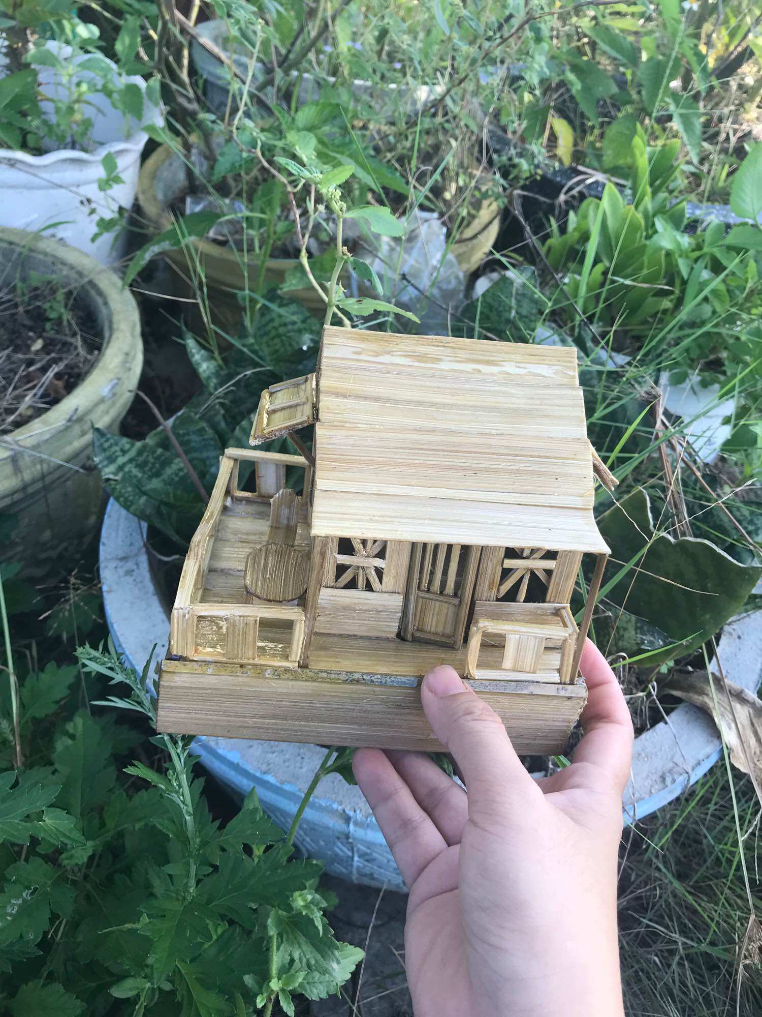 Nhà sàn bằng tre nổi được, mô hình nhà sàn thủ công
