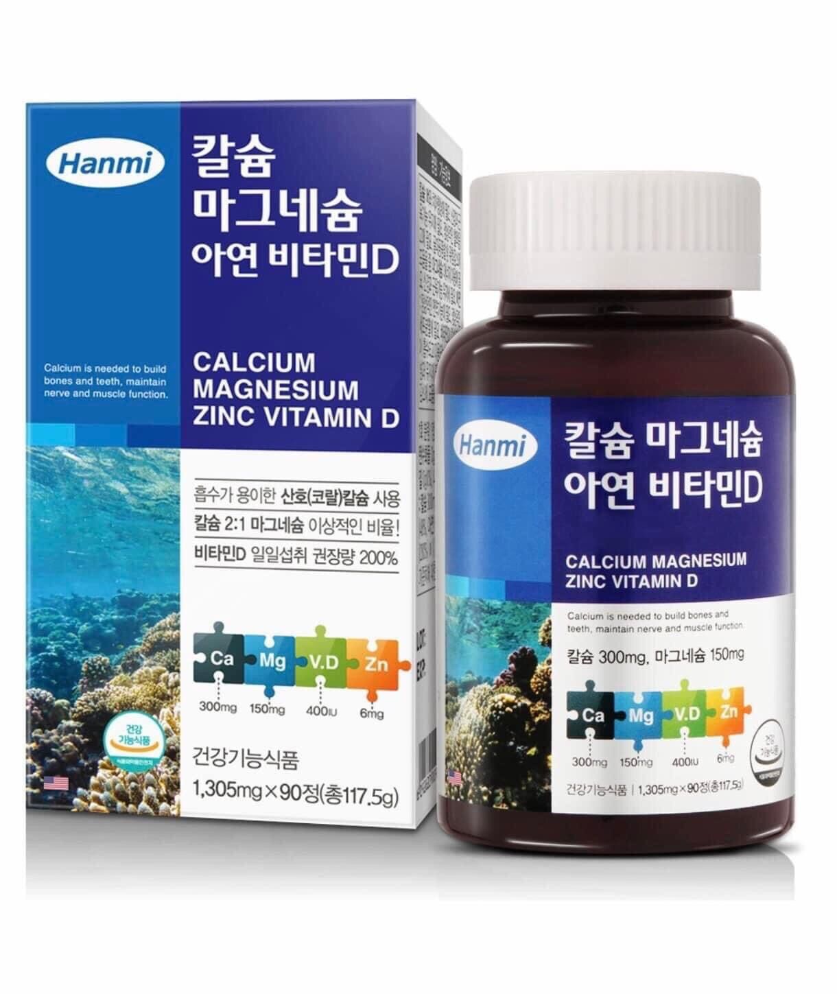 Canxi Hanmi Hàn Quốc 90 viên uống 3 tháng- Bổ xung canxi, chống loãng xương, tê bì chân tay