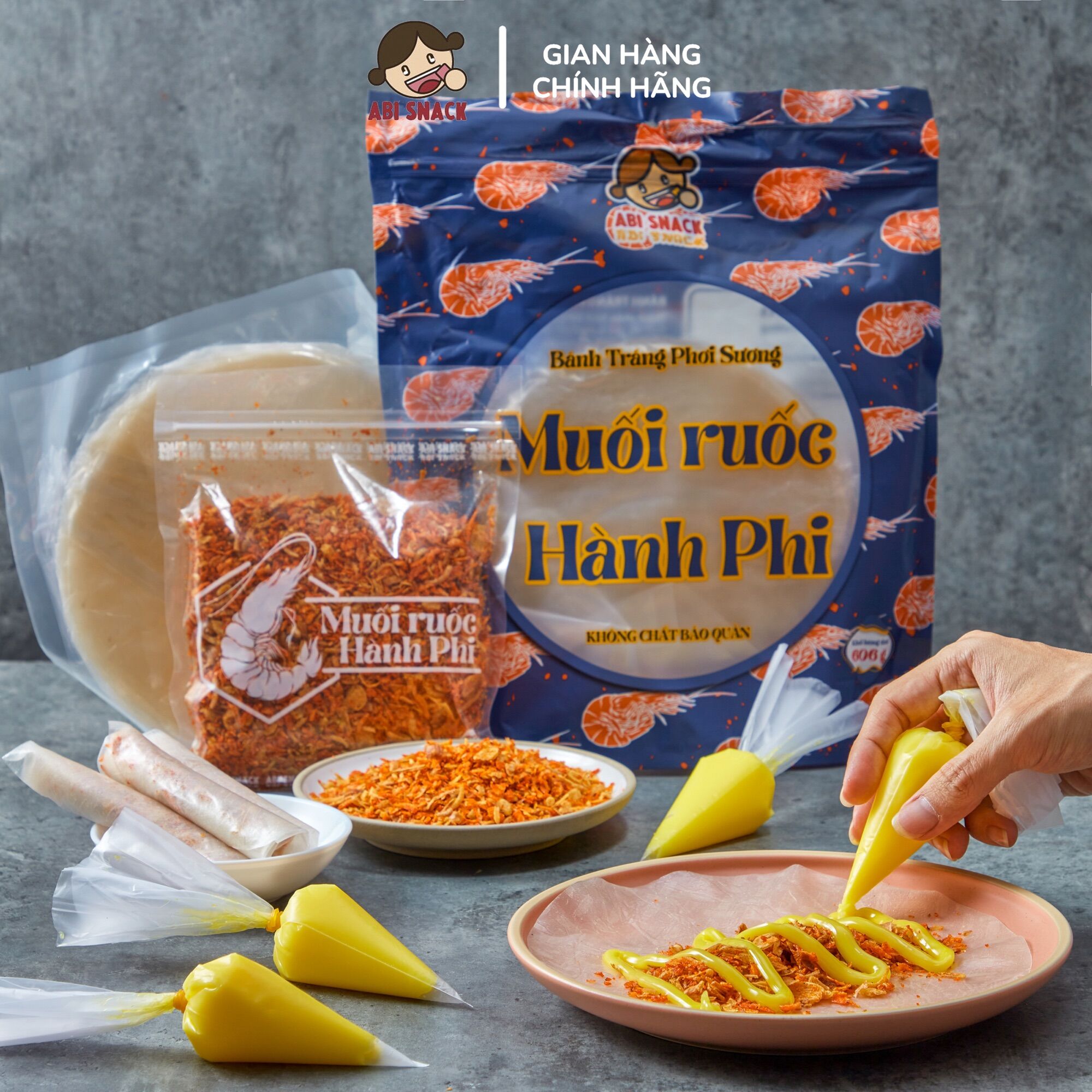Bánh Tráng Phơi Sương Muối Ruốc Hành Phi - Abi Snack - 606gram