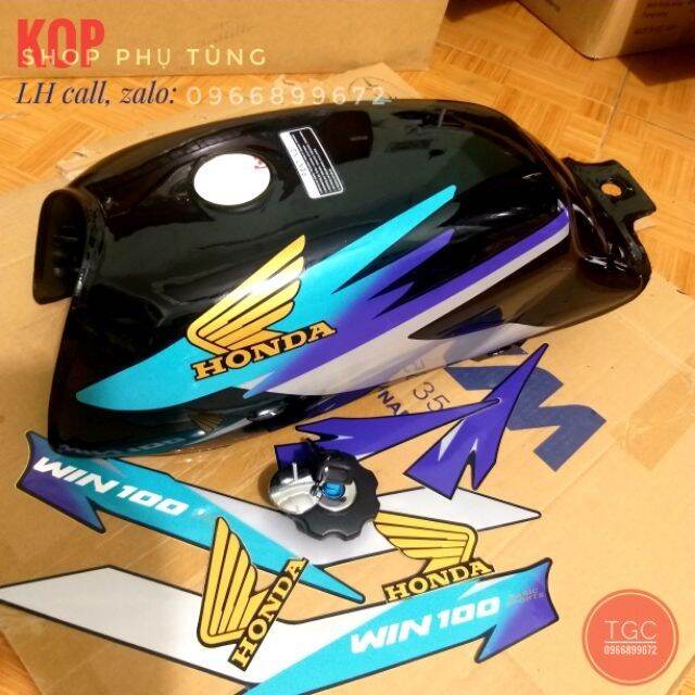 Bình xăng lớn xe win 100 có nắp bình xăng , sẵn tem