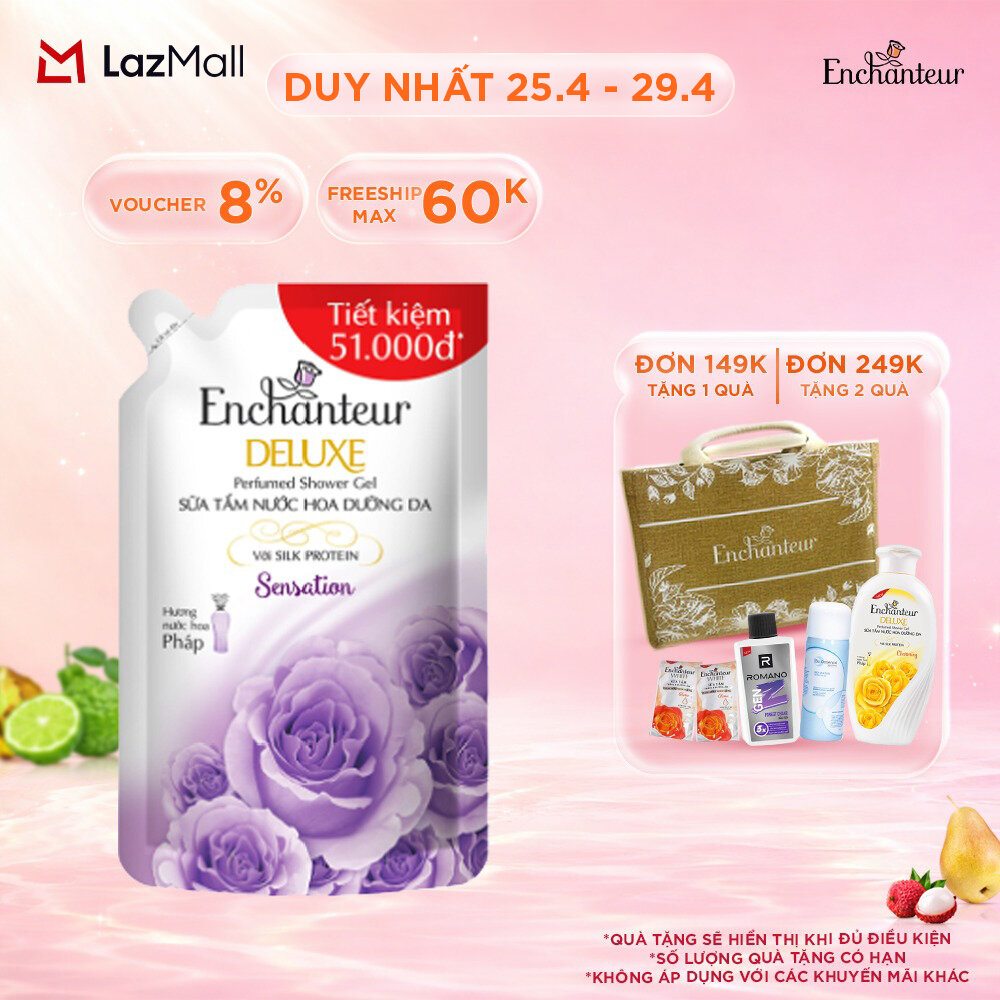 Túi Sữa Tắm hương nước hoa dưỡng da Enchanteur Sensation/Charming 450g/640g