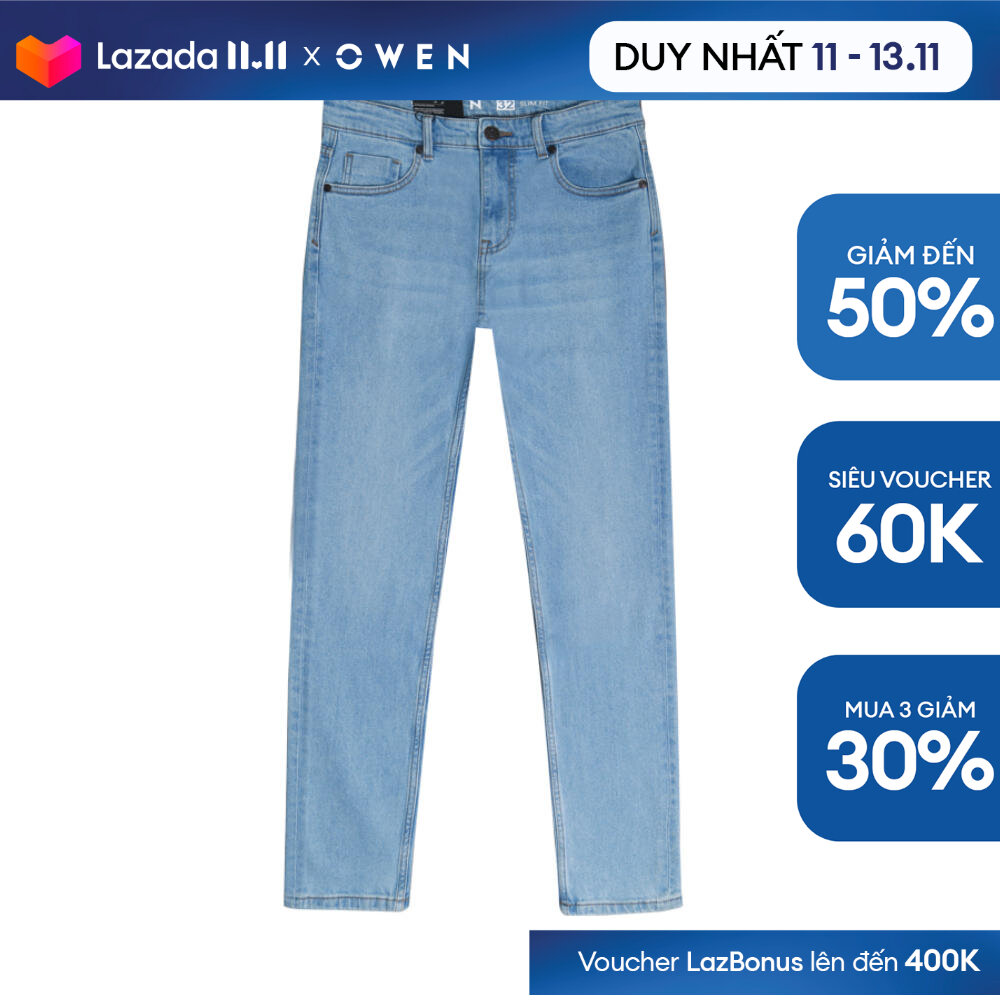 11.11 VOUCHER 10 HĐ 69KOWEN Quần jeans Slim Fit QJS230149 màu Xanh