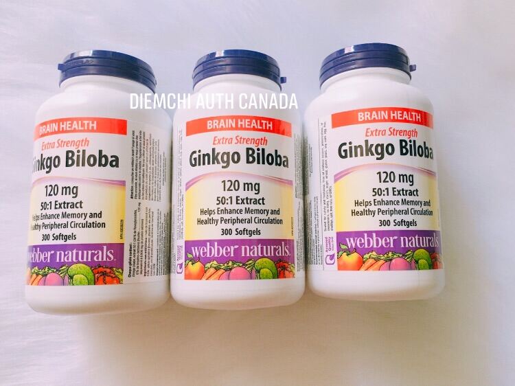 [Bill Canada] Viên uống bổ não Ginkgo Biloba 120mg Webber Naturals Canada (Hộp 300 viên)