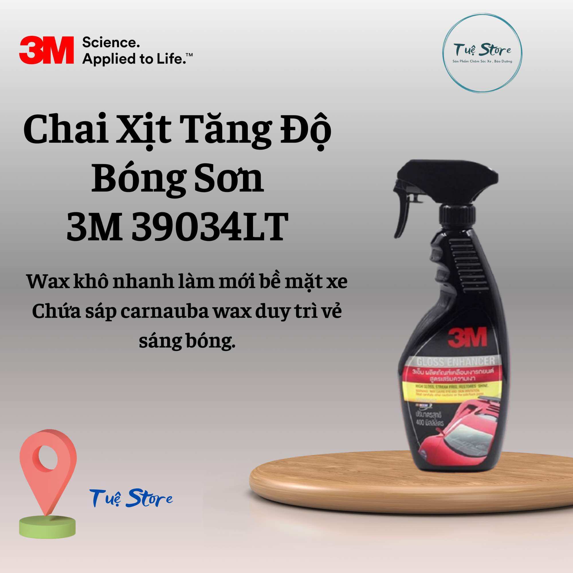 Chai xịt tăng độ bóng bề mặt sơn ô tô xe máy 3m 39034lt gloss enhancer 400ml làm mới bề mặt xe