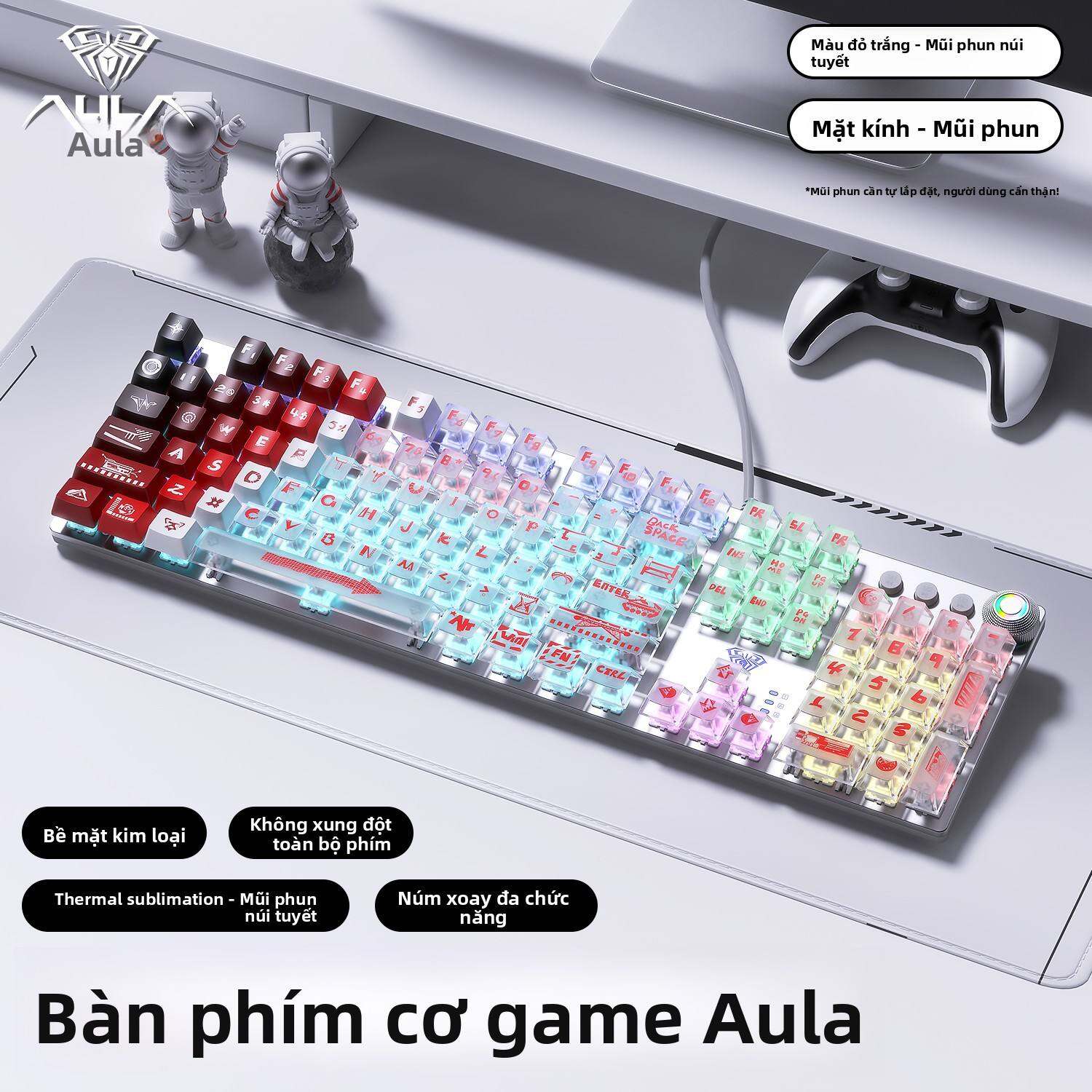 Bàn phím cơ AULA Wolf Spider F2088/Pro chơi game108 phím có switch màu xanh lam, nâu và đỏ