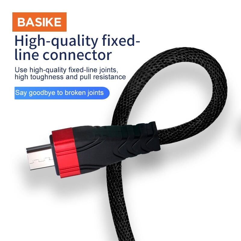 Cáp sạc nhanh BASIKE CH052 2.1A bện nylon chất lượng cao chân Micro-USB cho Android