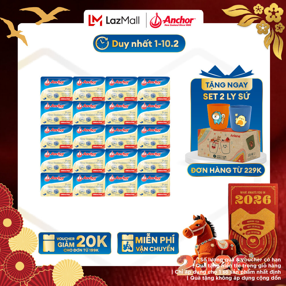 [GIAO HÀNG HỎA TỐC - HCM] Bơ Lạt Anchor Vỉ 20 Hộp - 7G/ Hộp