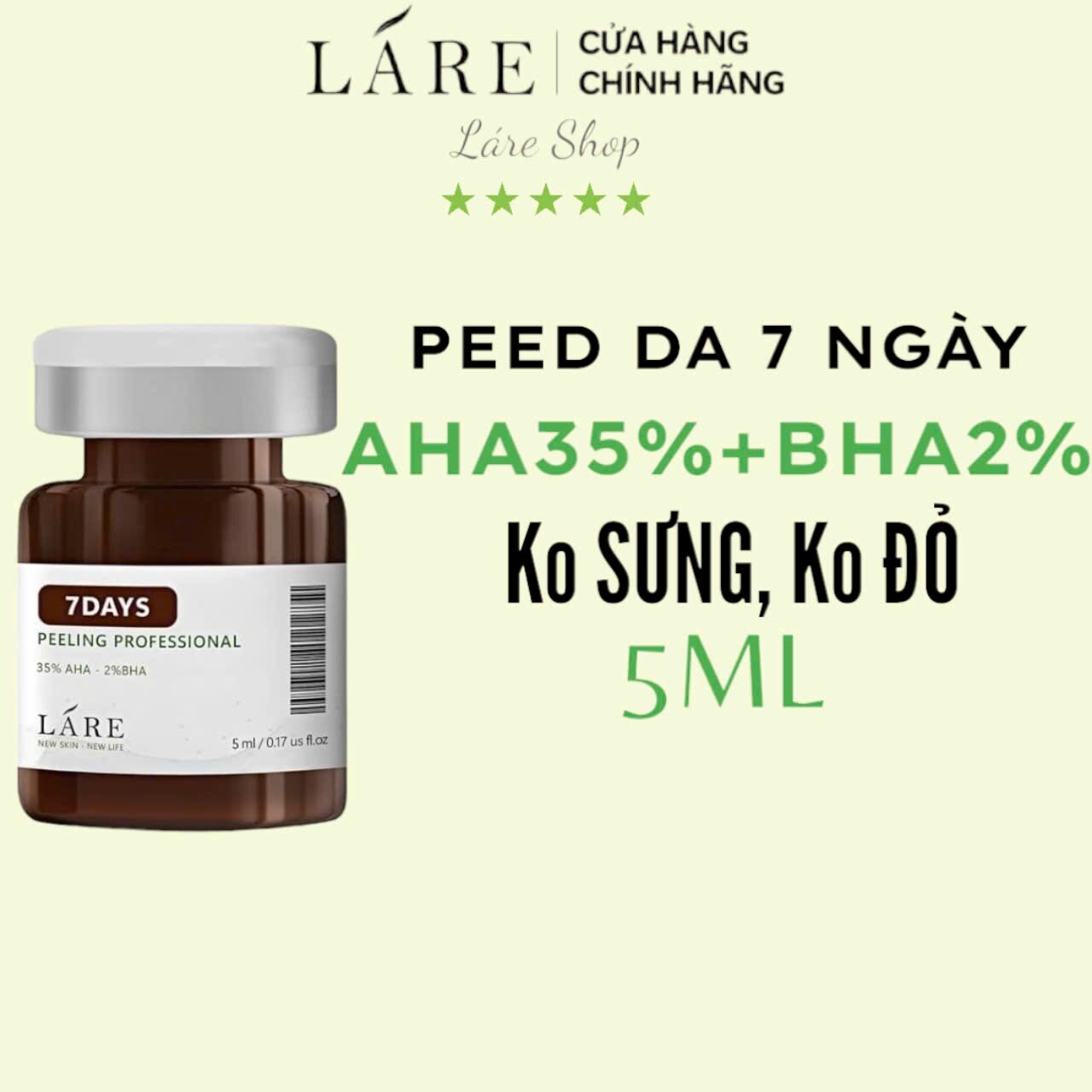 Peed 7 day chứa 35% AHA - 2%BHA không sưng, không đỏ Láre 5ml