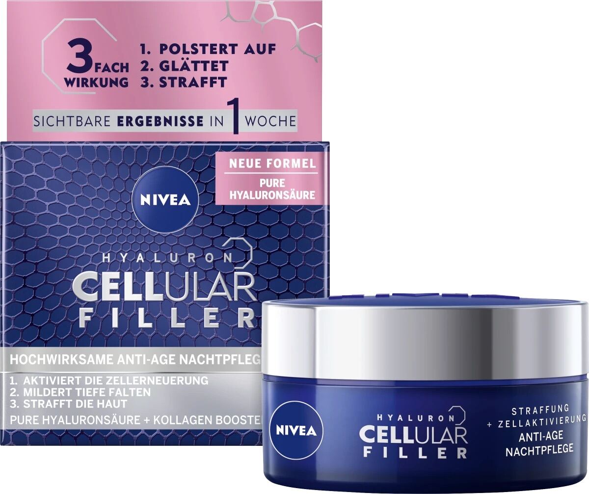 Kem dưỡng da ban đêm Nivea Hyaluron Cellular Filler Đức dưỡng ẩm xoá nhăn chống lão hoá 3 trong 1 50