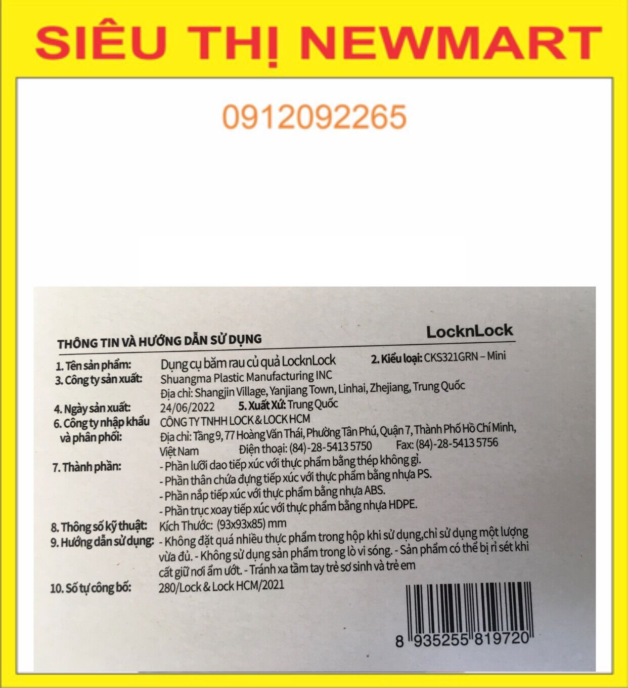 Xay tỏi ớt Lock&Lock