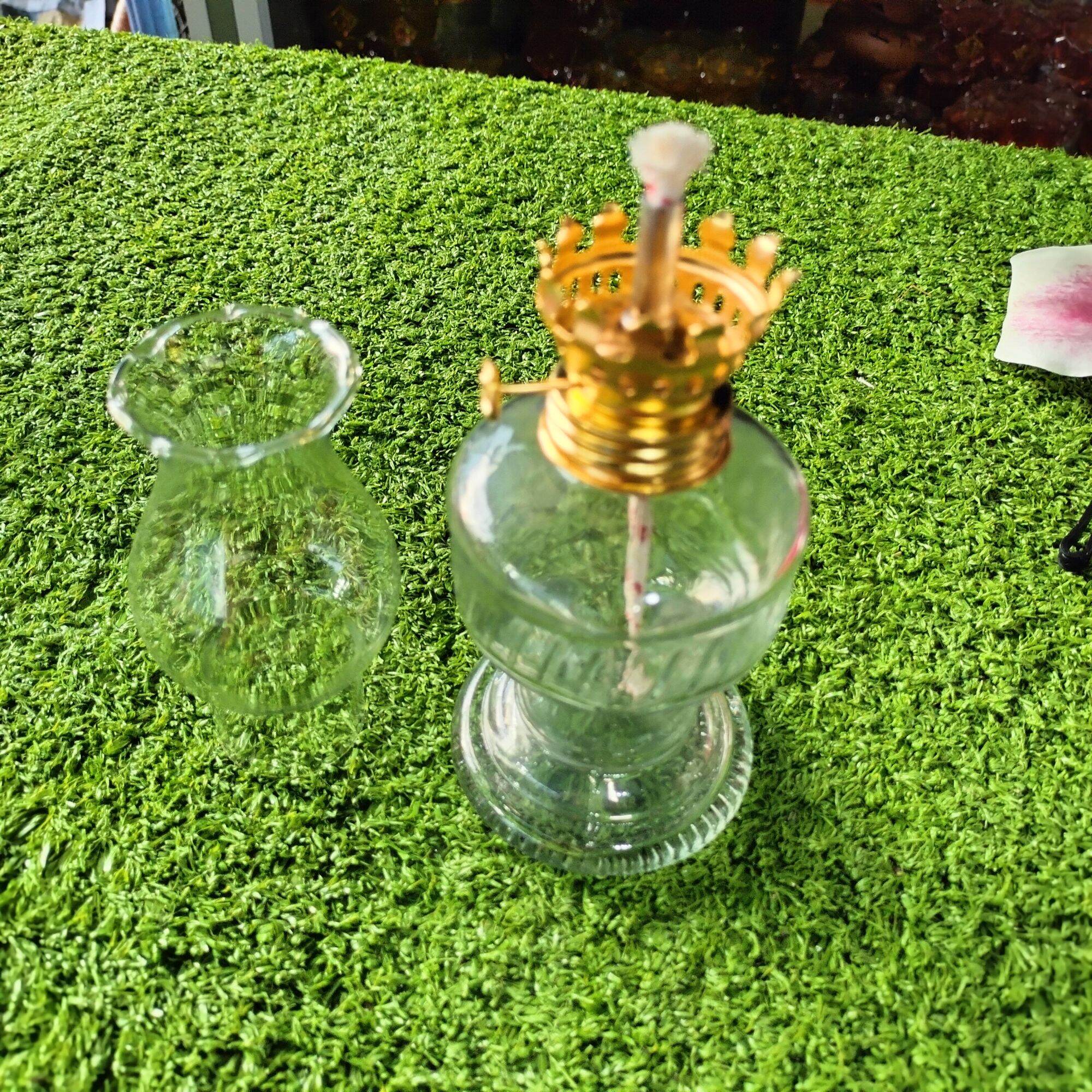 Cặp Đèn Dầu Thủy Tinh Thân Bầu Cao Cấp Nhập Khẩu