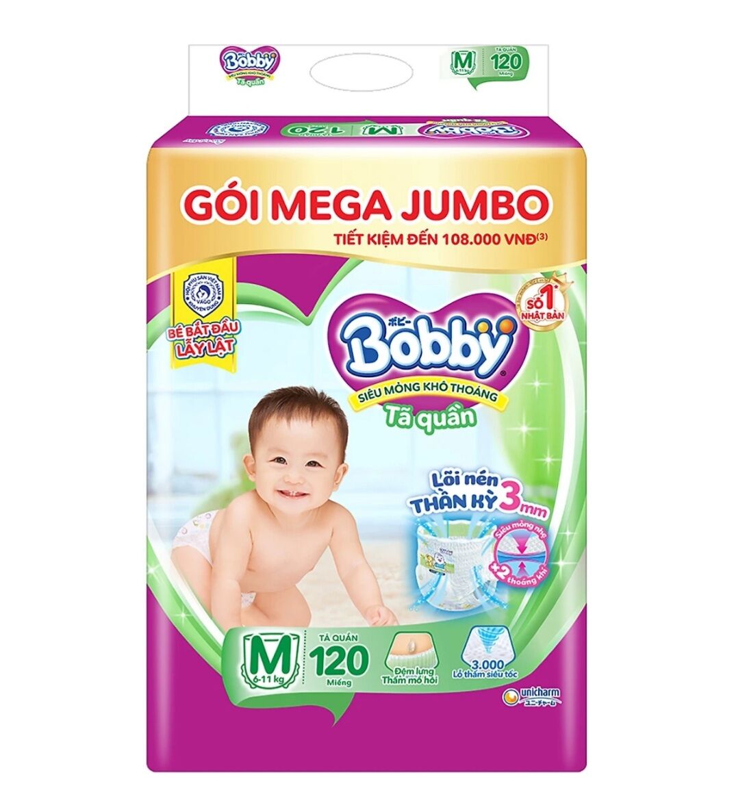 Tã quần bobby mega jumbo m120
