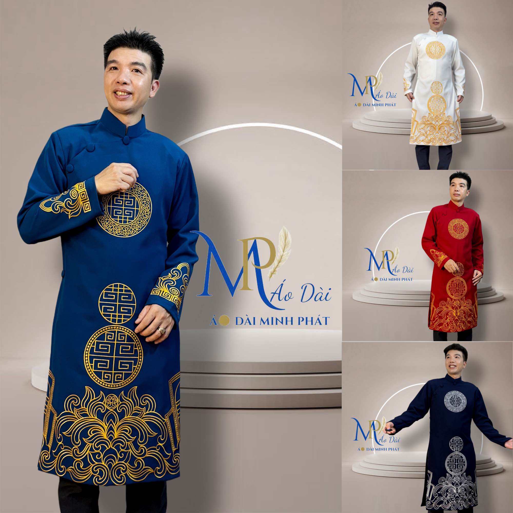 Áo Dài Cách Tân Nam Thêu Máy Cao Cấp – Chất Liệu Vải Tuyết Mưa Mềm Mại & Sang Trọng MPT1021