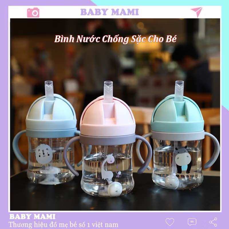 (Tặng cọ rửa ống hút)Bình tập uống nước cho bé thể tích 250ml chống sặc