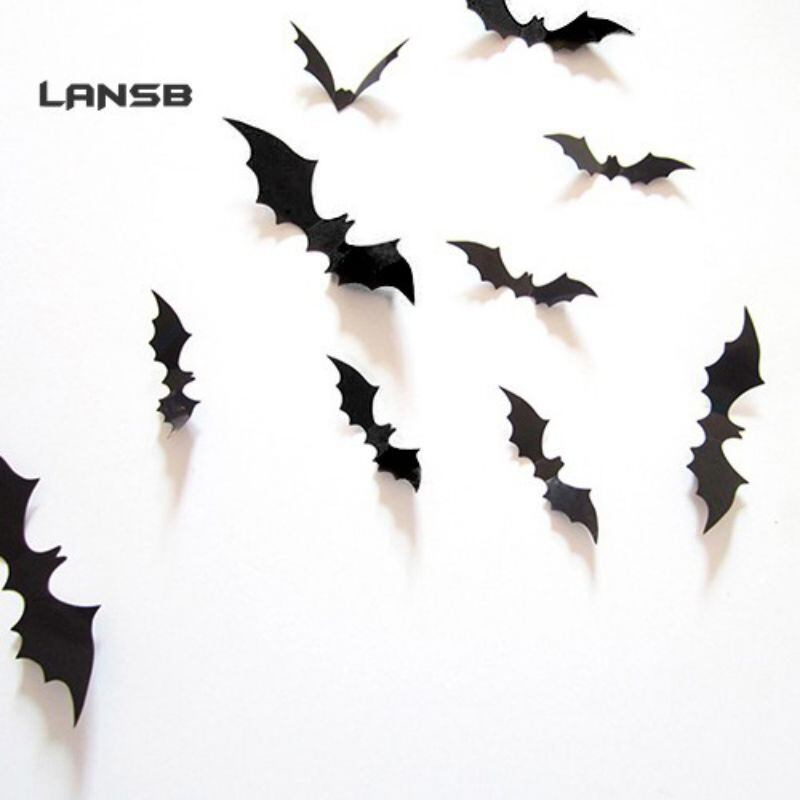 Sét 12 miếng dán 3d hình cánh dơi trang trí halloween