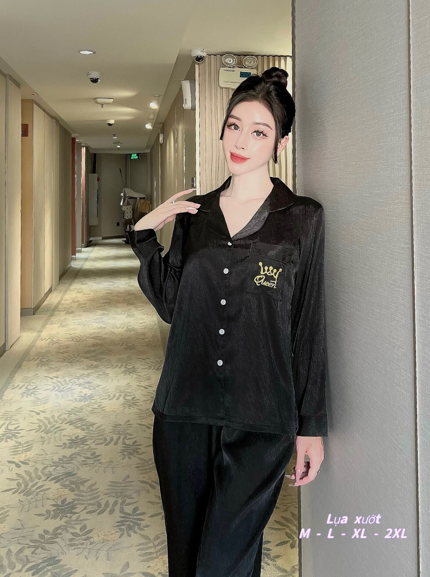 Bộ đồ ngủ pijama tay dài lụa xướt cao cấp hàng có đủ size