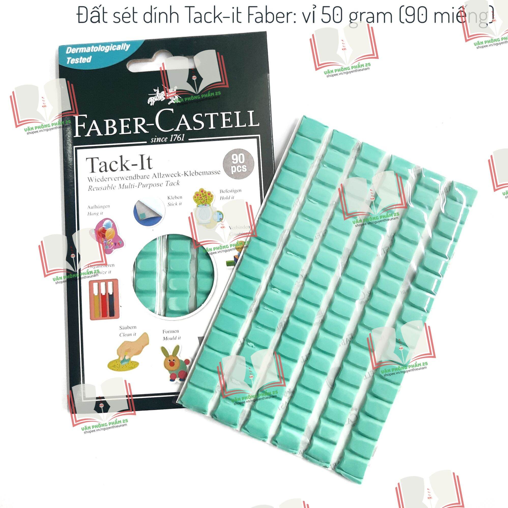 (Vỉ 50gram) Miếng dính TACK IT FABER CASTELL,Blu tack : 90 miếng.