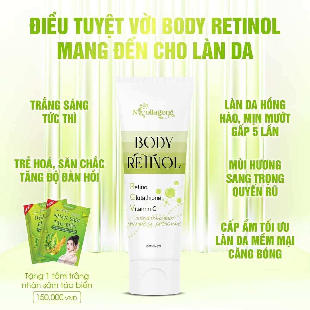 Kem body retinol ncollagen dưỡng trắng da