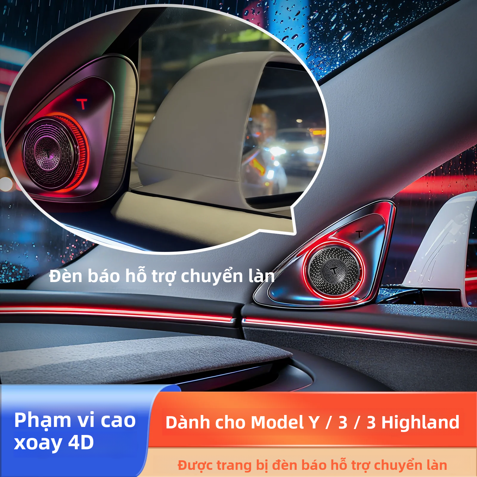 Đèn Loa Xoay 4D Cho Tesla Model 3/Y Cảnh Báo Điểm Mù Tương Thích Plug&Play Điều Khiển Màu Sắc Theo Nhà Máy Đèn Khí Quyển Tương Thích 30cm Giá 6,807,000 Đồng*Miễn phí vận chuyển