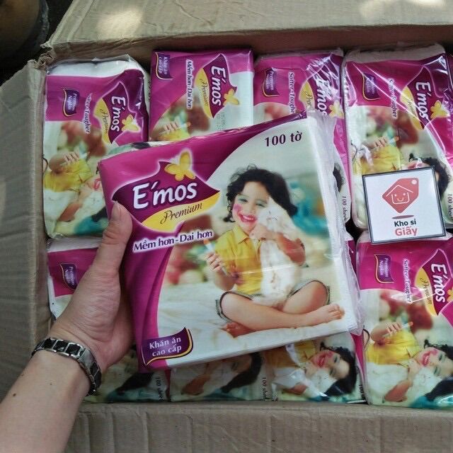 Khăn giấy ăn vuông Emos 100 tờ  (1 bịch)