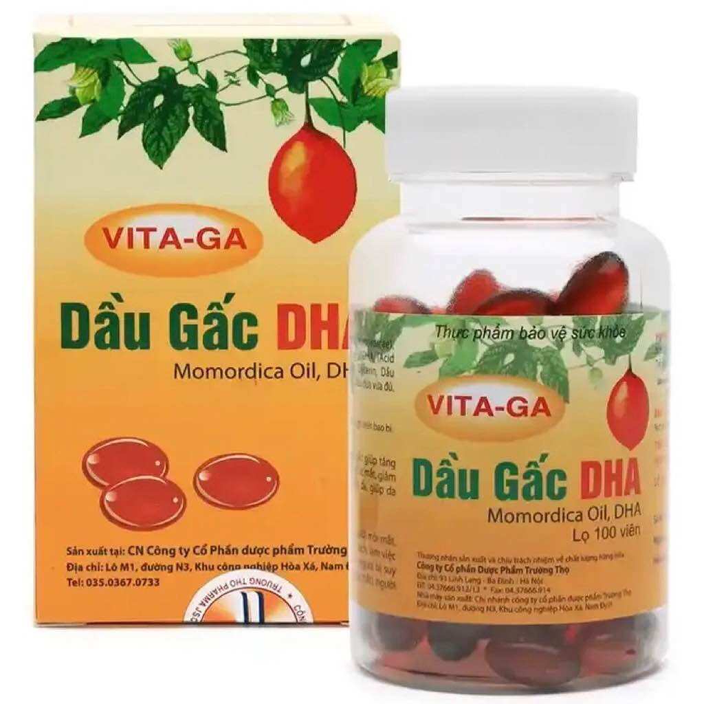 Viên uống VITA-GA Dầu Gấc DHA (Chai 100 viên) Hỗ trợ giảm mỏi mắt, khô mắt và mờ mắt.