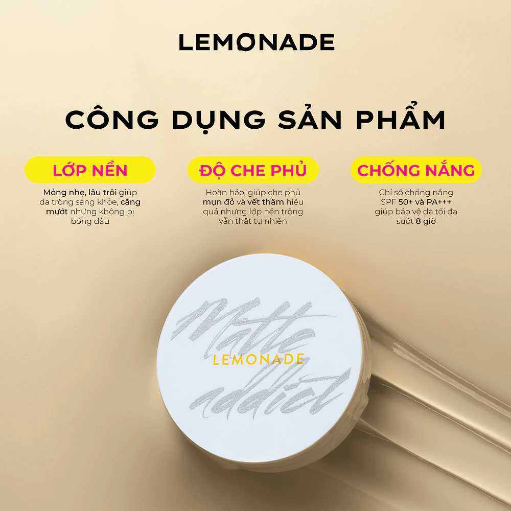 [MÀU 02-NATURAL] Phấn nước LEMONADE Matte Addict Cushion 15g