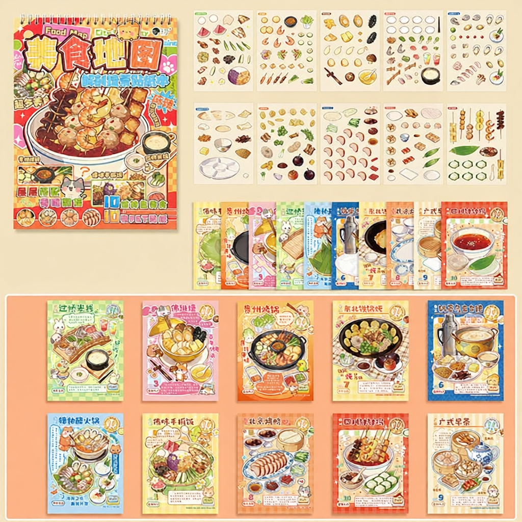 ZIYI | Sách Bộ Sưu Tập Sticker DIY Thực Phẩm