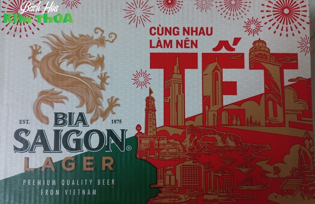 Bia sài gòn xanh lager 330ml - thùng 24 lon - date mới