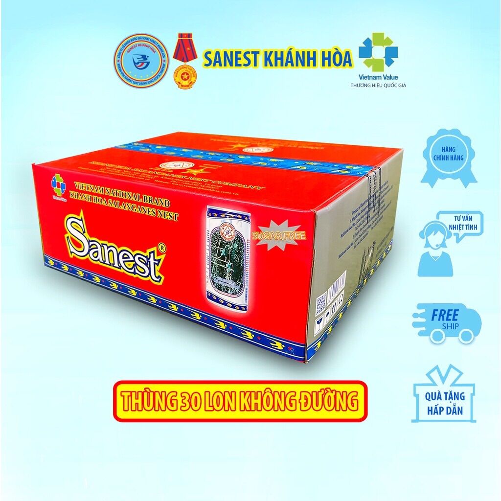 Nước yến sào khánh hòa sanest lon 190ml, thùng 30 lon - 003t30