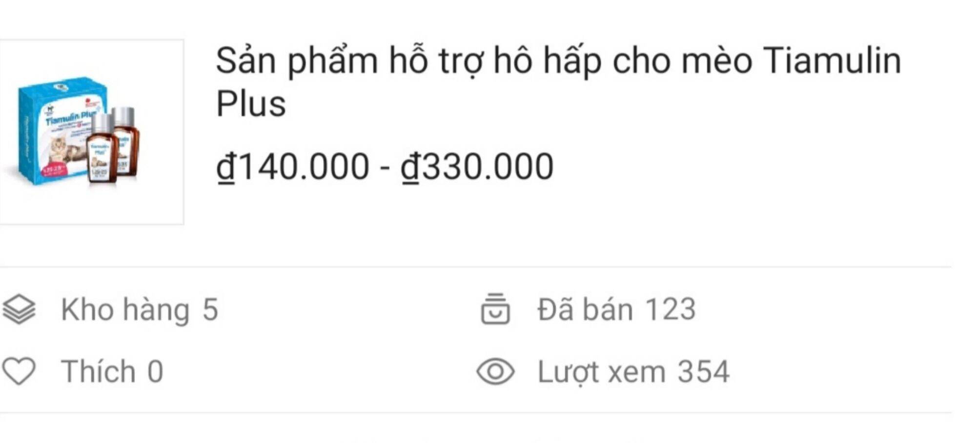 Tiamulin Plus cho mèo bị hô hấp