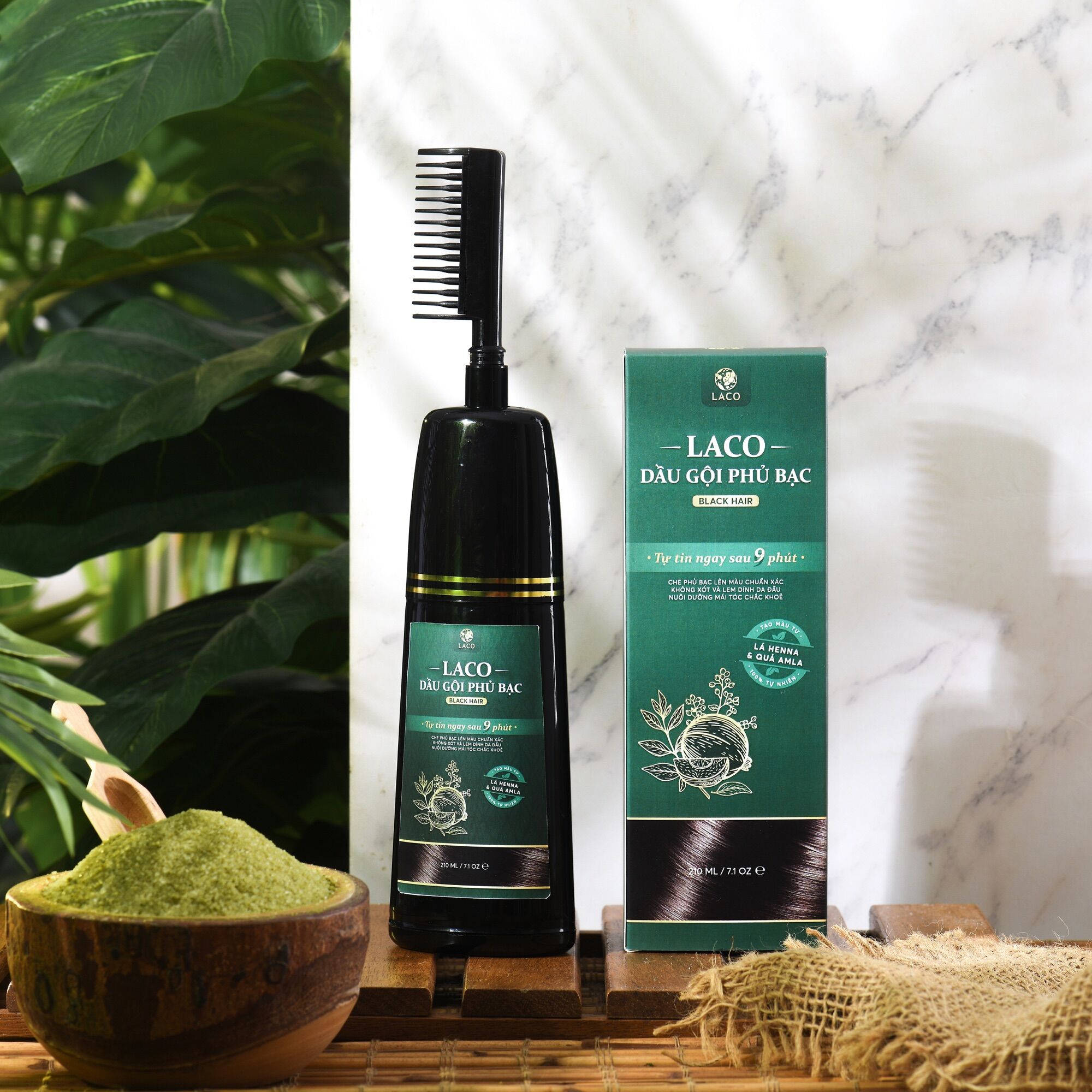 Dầu gội phủ bạc laco – tóc bạc thành đen sau 9 phút
