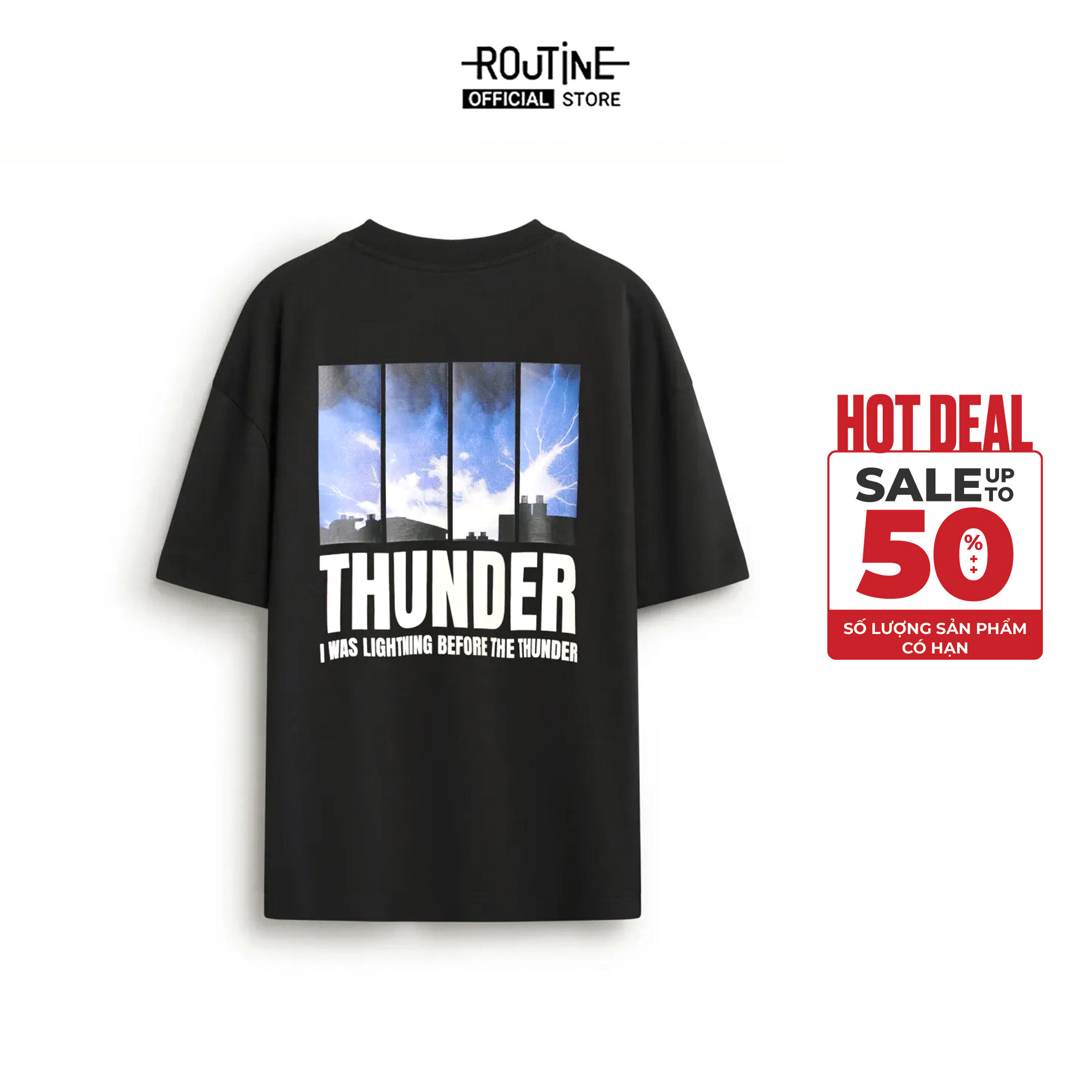 Áo Thun Tay Ngắn Nam Hình In Thunder Form Boxy - Routine 10S25TSS058