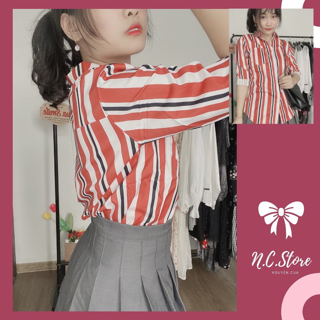 Áo Sơ Mi Lụa Nữ Kẻ Sọc