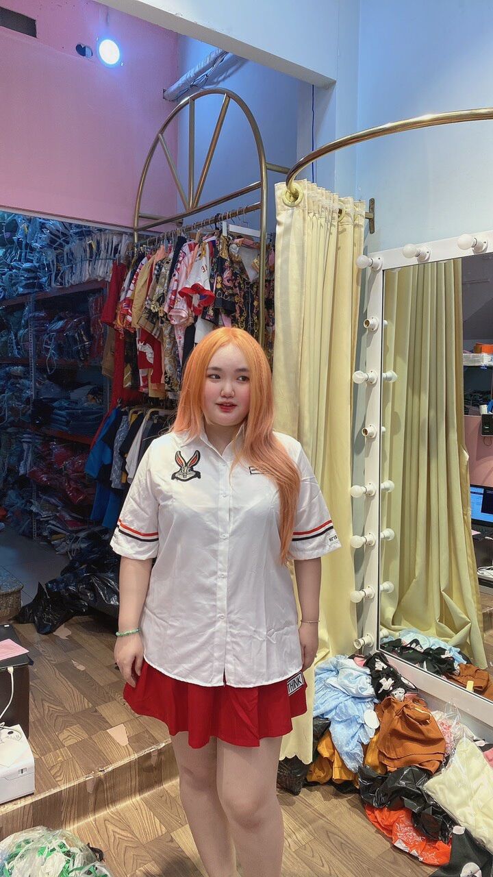 [Ảnh thật] 65-90kg Bigsize SET SƠ MI THỎ THÊU HÀN QUỐC