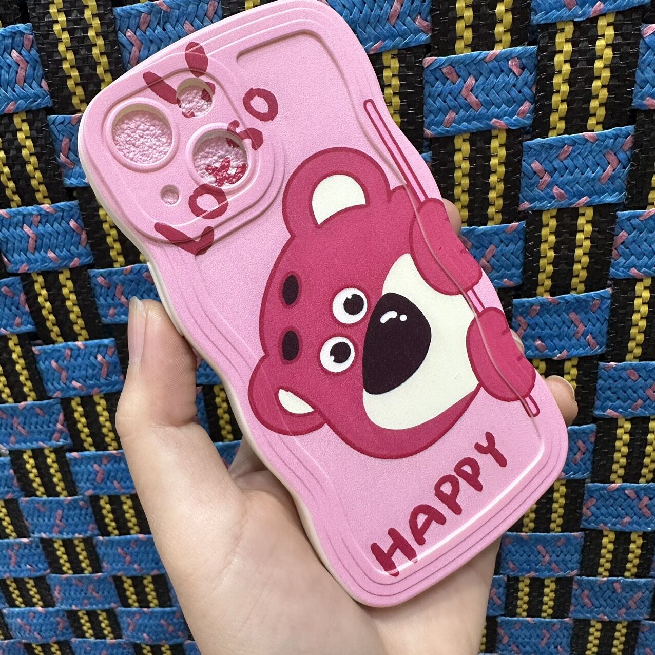 Case ốp lưng iPhone 13 mini dẻo gấu dâu lotso siêu dễ thương viền lượn sóng bảo vệ camera