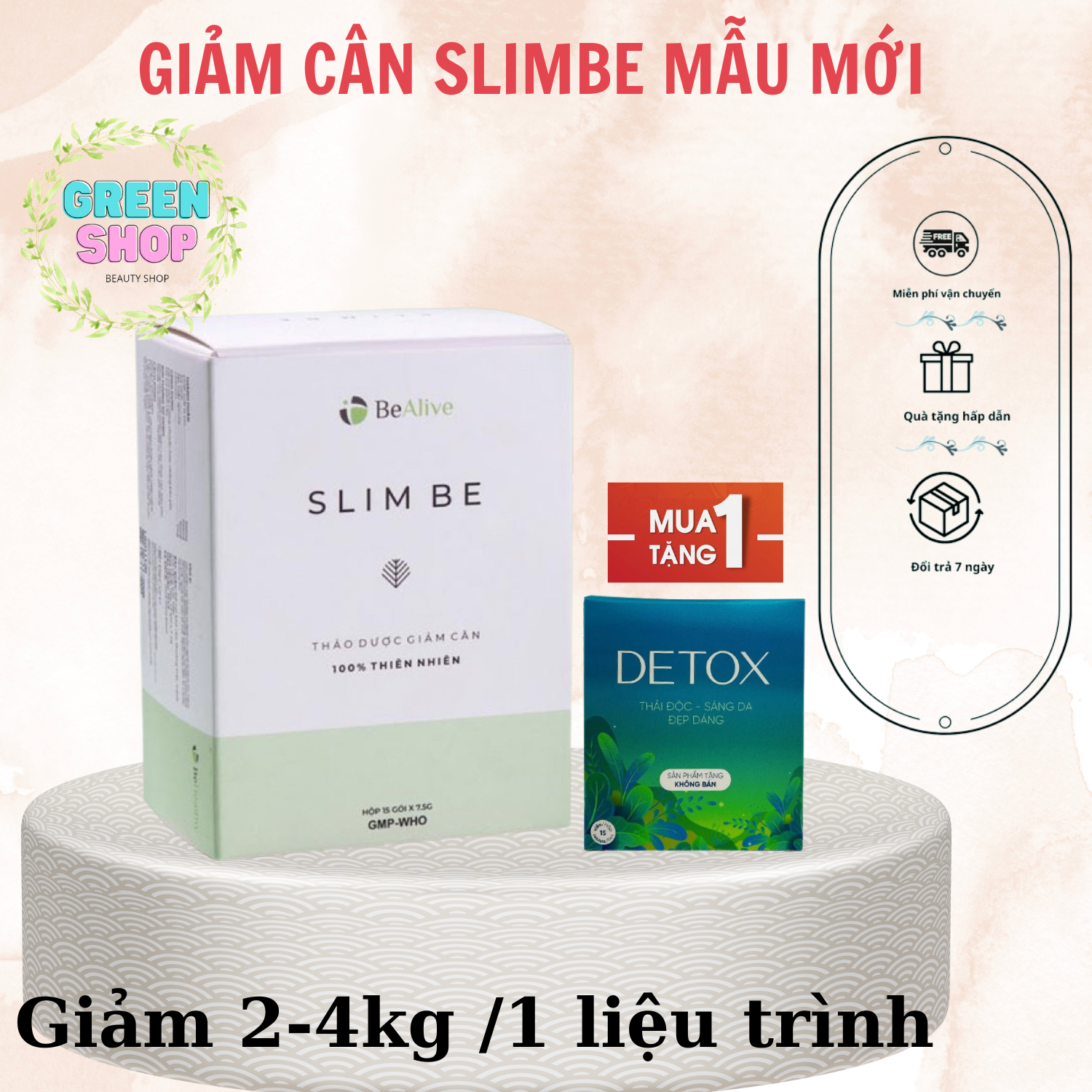 Thảo mộc hỗ trợ giảm béo Slim Be mẫu mới 30 viên + tặng detox