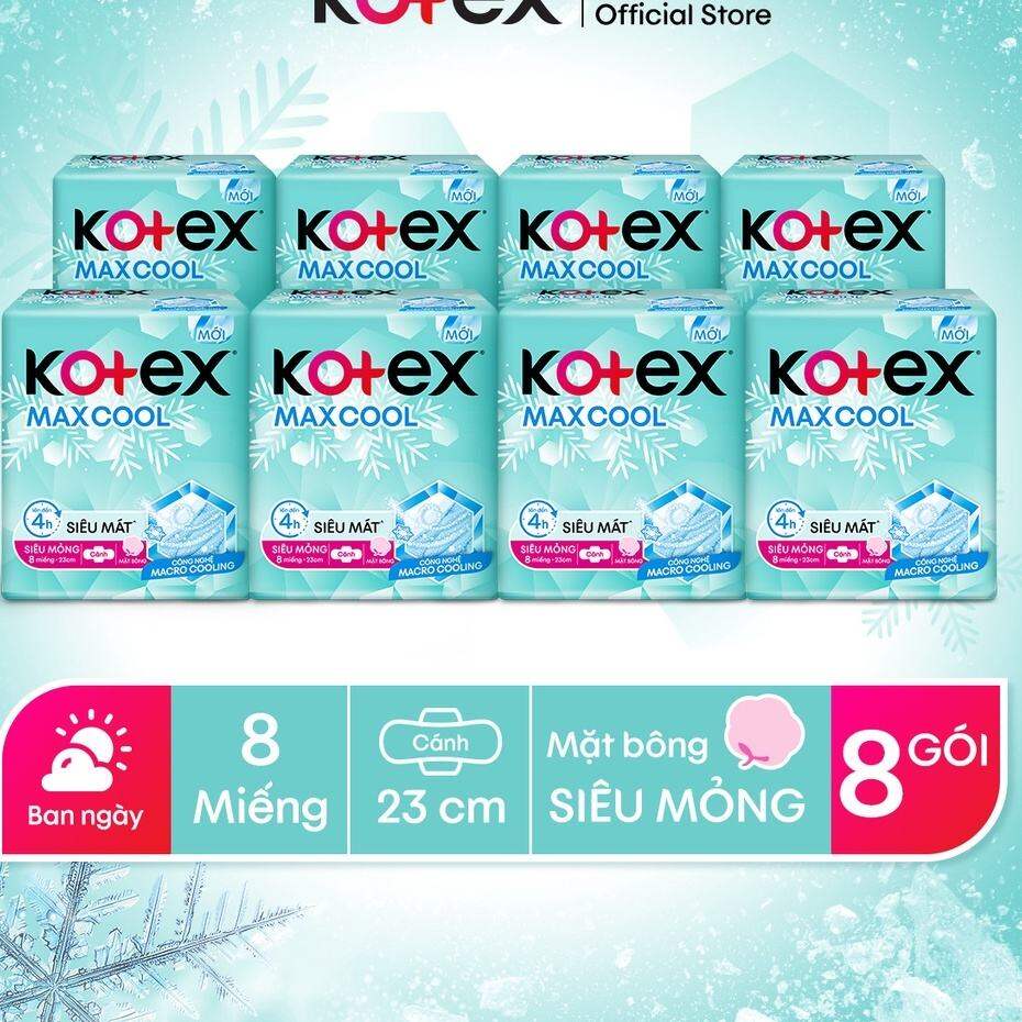 🦀 HCM 🌴 8 gói Băng Vệ Sinh Kotex Max Cool Siêu Mỏng Cánh 8 Miếng /1 gói ( hsd : 2026 )
