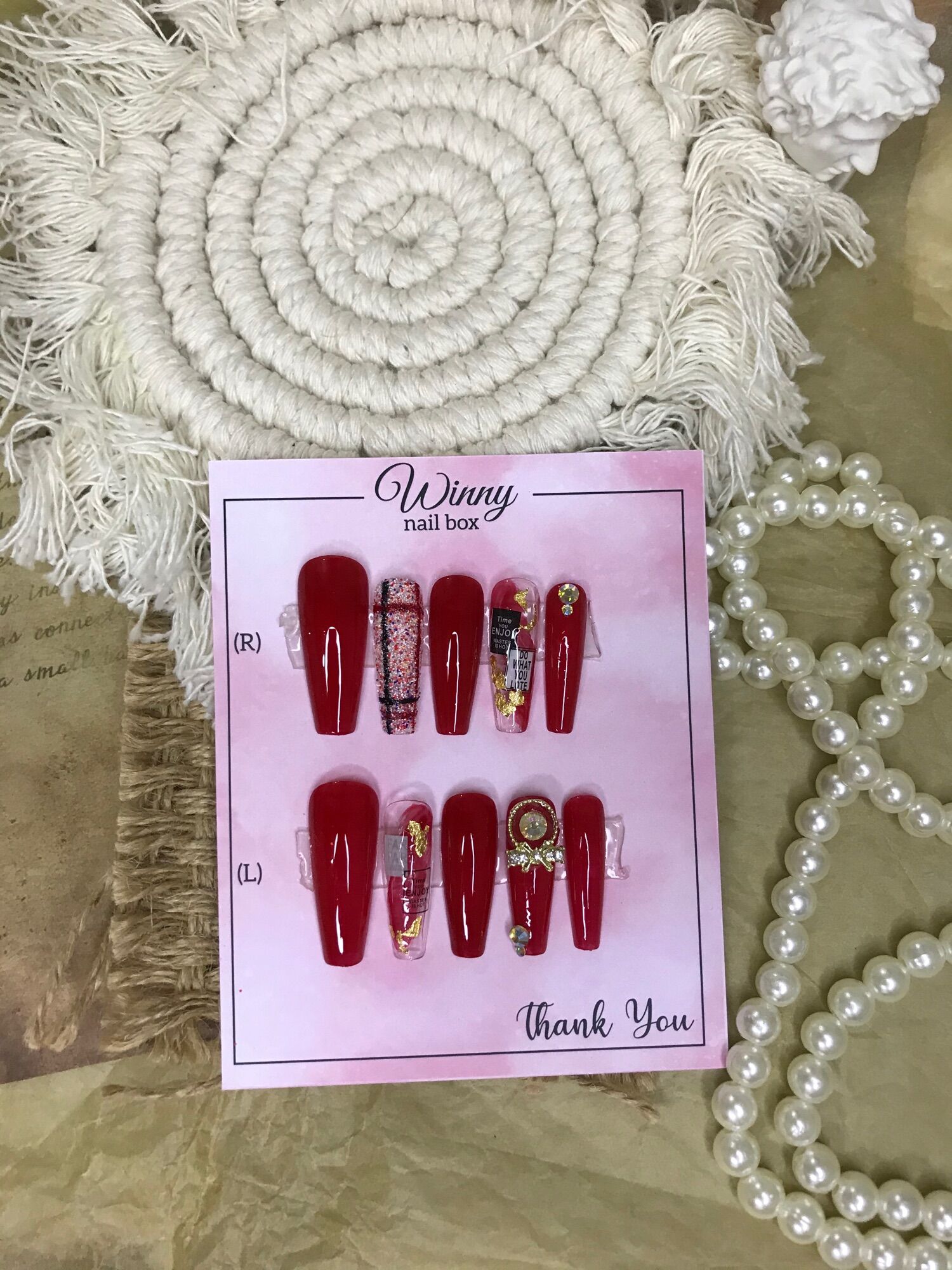 Nailbox móng up móng giả đỏ Tết
