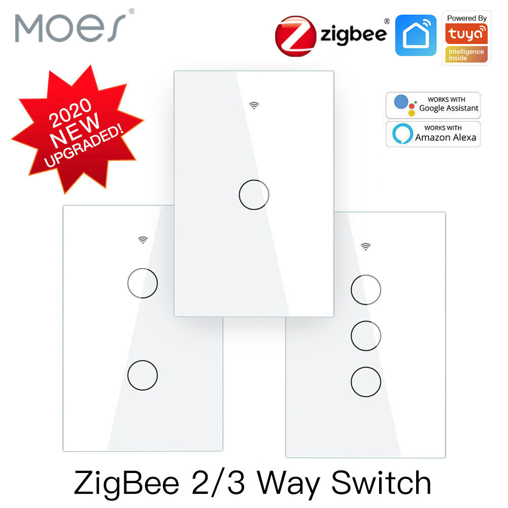 Moes ZigBee cảm ứng thông minh chuyển đổi ánh sáng với trung tính/không có trung tính, chúng tôi tường chuyển đổi không có tụ điện cuộc sống thông minh/tuya làm việc với Alexa