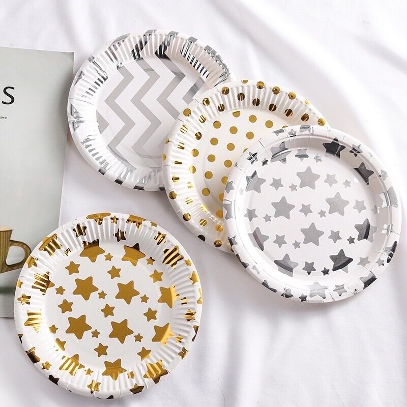 Set 10 đĩa giấy Happy Birthday trang trí sinh nhật