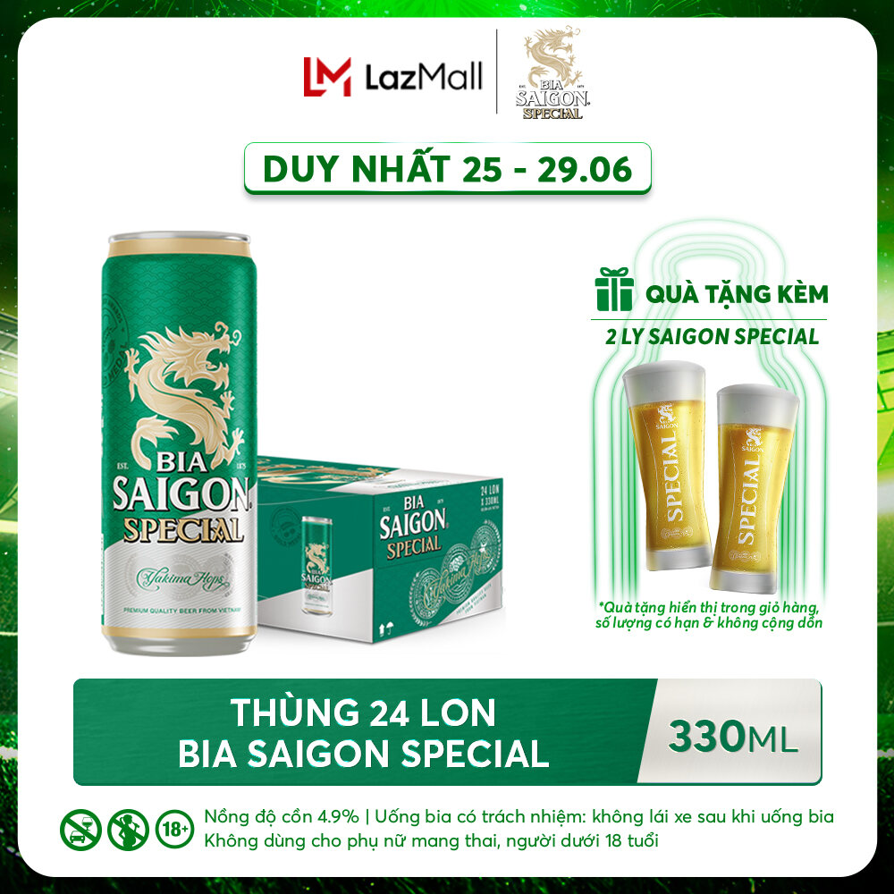 [HOẢ TỐC 0đ TẠI HCM] Thùng 24 lon Bia Saigon Special - 330ml/lon