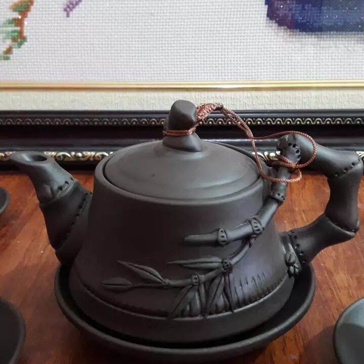 Bộ Ấm chén tử sa Bát Tràng- khay chữ nhật - Nơi sản xuất Bát Tràng, Việt Nam - Áp dụng thưởng trà, quà tặng, quà biếu - Nơi sản xuất Bát Tràng, Việt Nam