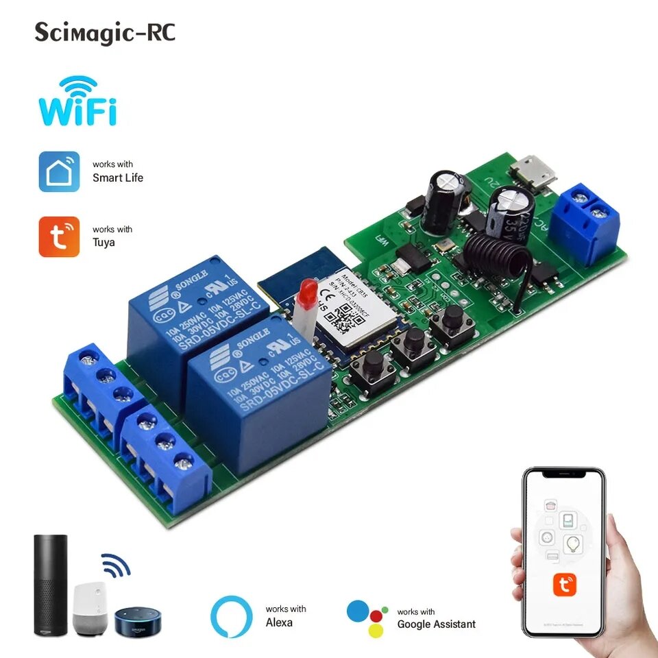 Universal DC 5v 12v 24V power 433 WiFi smart switch real-time timer