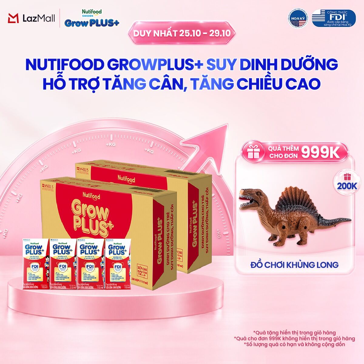 Combo 2 Thùng Sữa Nước Pha Sẵn Nutifood GrowPLUS+ Suy Dinh Dưỡng - Hỗ Trợ Tăng Cân, Tăng Chiều Cao - Trên 1 tuổi  (48 Hộp x 110ml) (Bao bì tùy đợt nhập hàng)