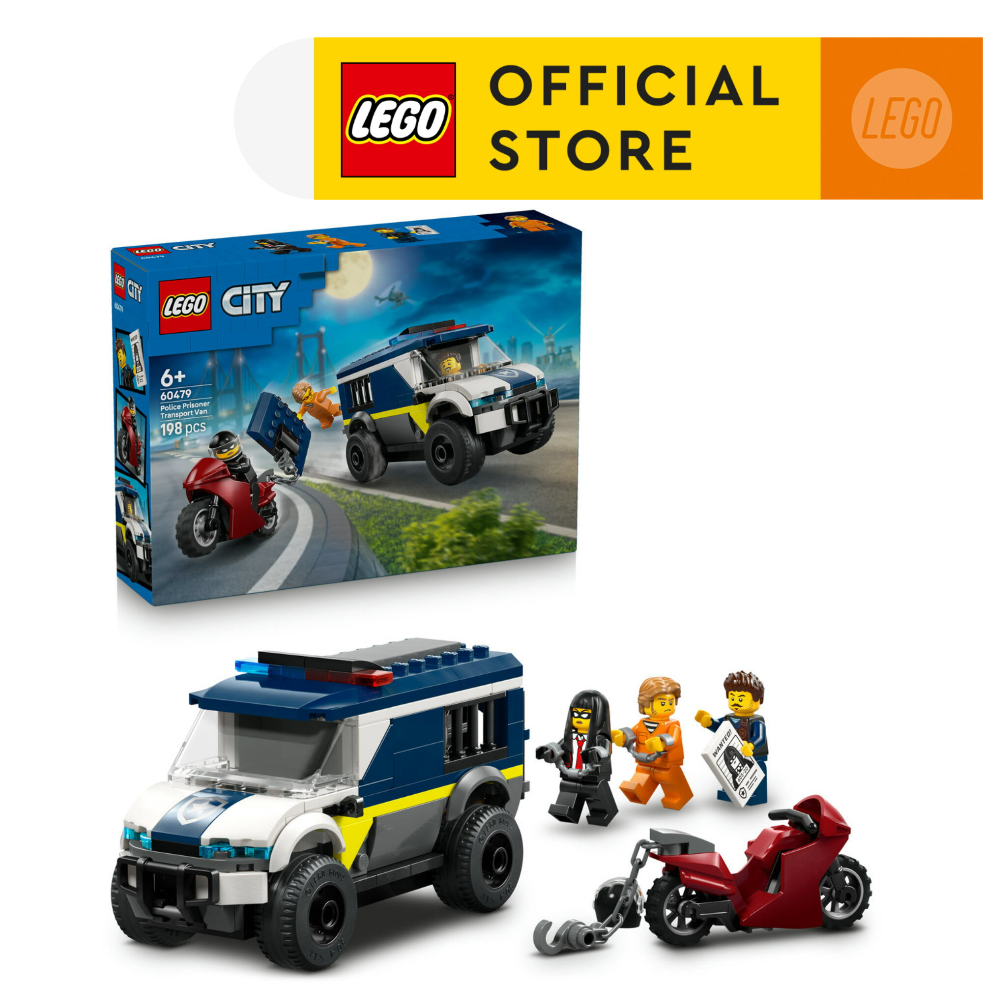 LEGO CITY 60479 Đồ Chơi Lắp Ráp Xe Cảnh Sát Chuyên Dụng Chở Tù Nhân (198 chi tiết)