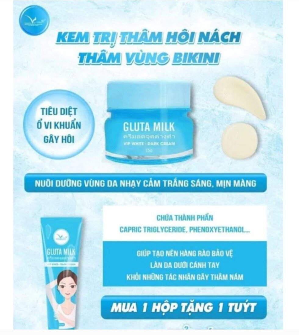 Kem Thâm Nách Gluta Milk ( Khử Thâm , Hôi , Trắng Da Vùng Nách )