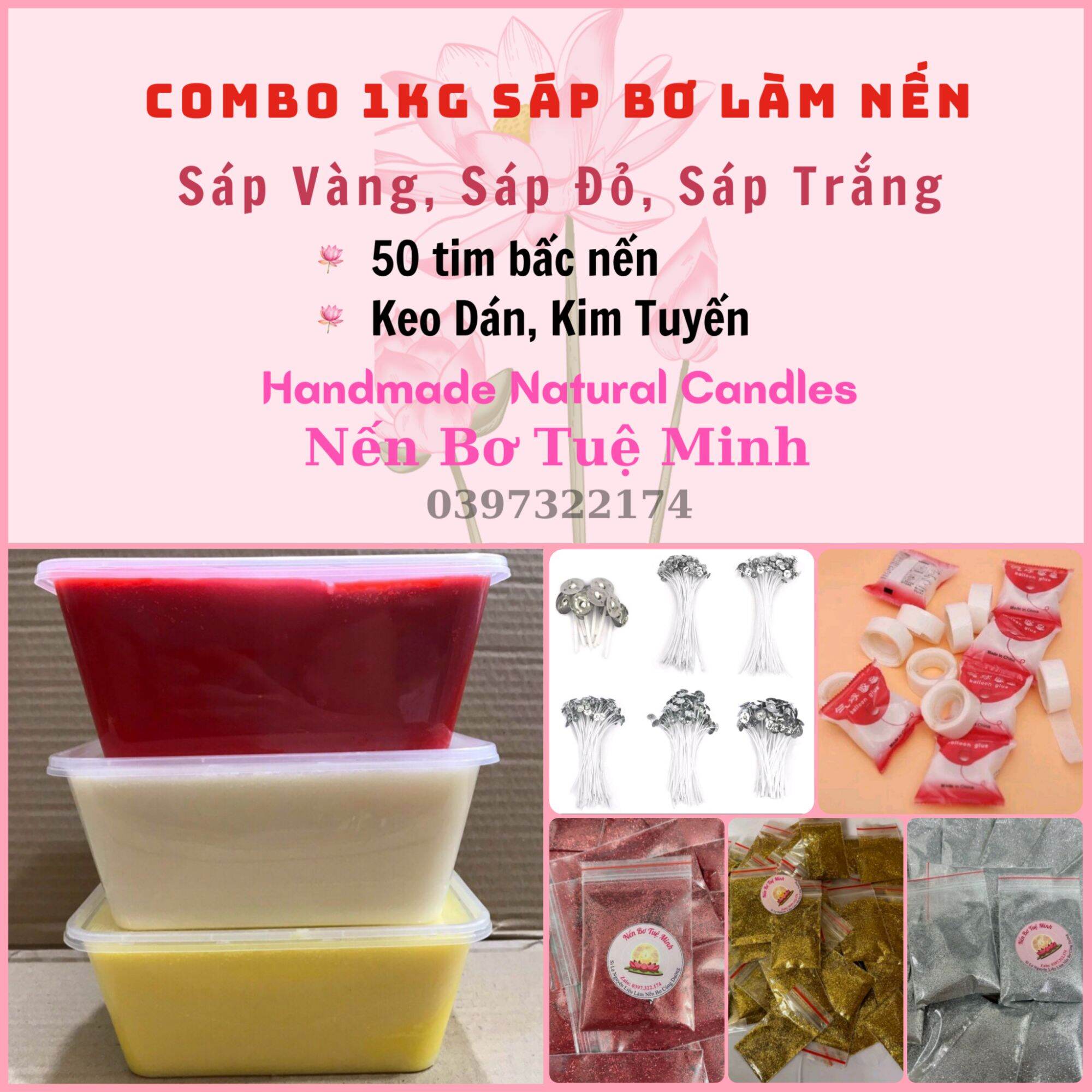 Combo 1 kg sáp bơ làm nến