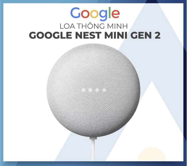 Trợ lý ảo kiêm Loa thông minh Google Nest Mini Gen 2. Hàng trưng bày full box đầy đủ phụ kiện đi kèm
